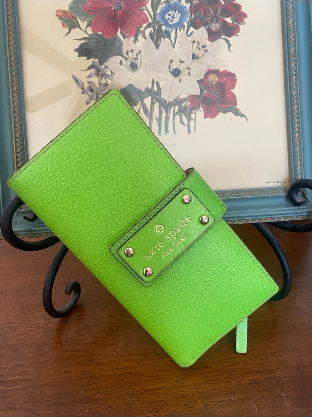 Kate Spade Stacy Pasedena Card Wallet Clutch Green EUC